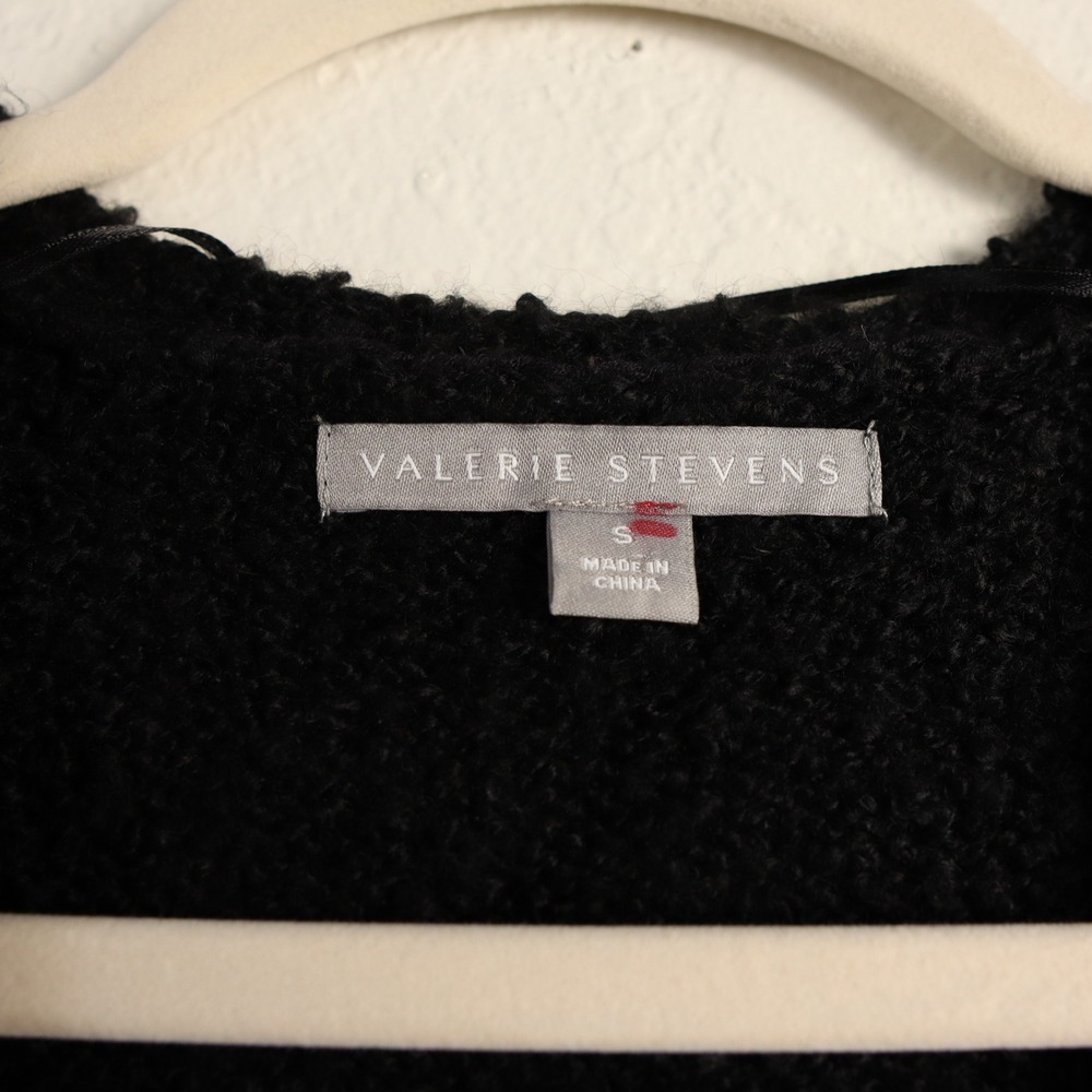 Valerie Stevens Vintage Black Faux Fur & Open Knit Vest Women's Size Small Y2K - Picture 3 of 10